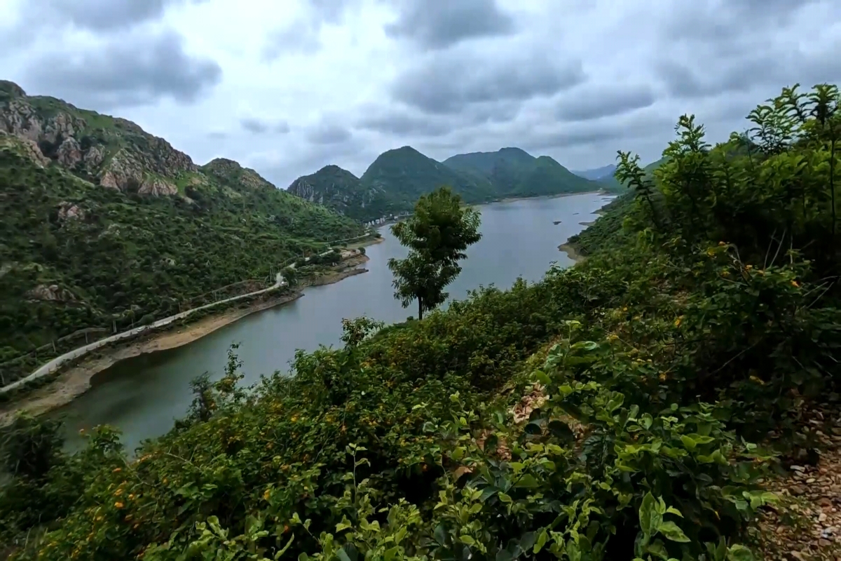 Peaceful view of Lake Badi with hills