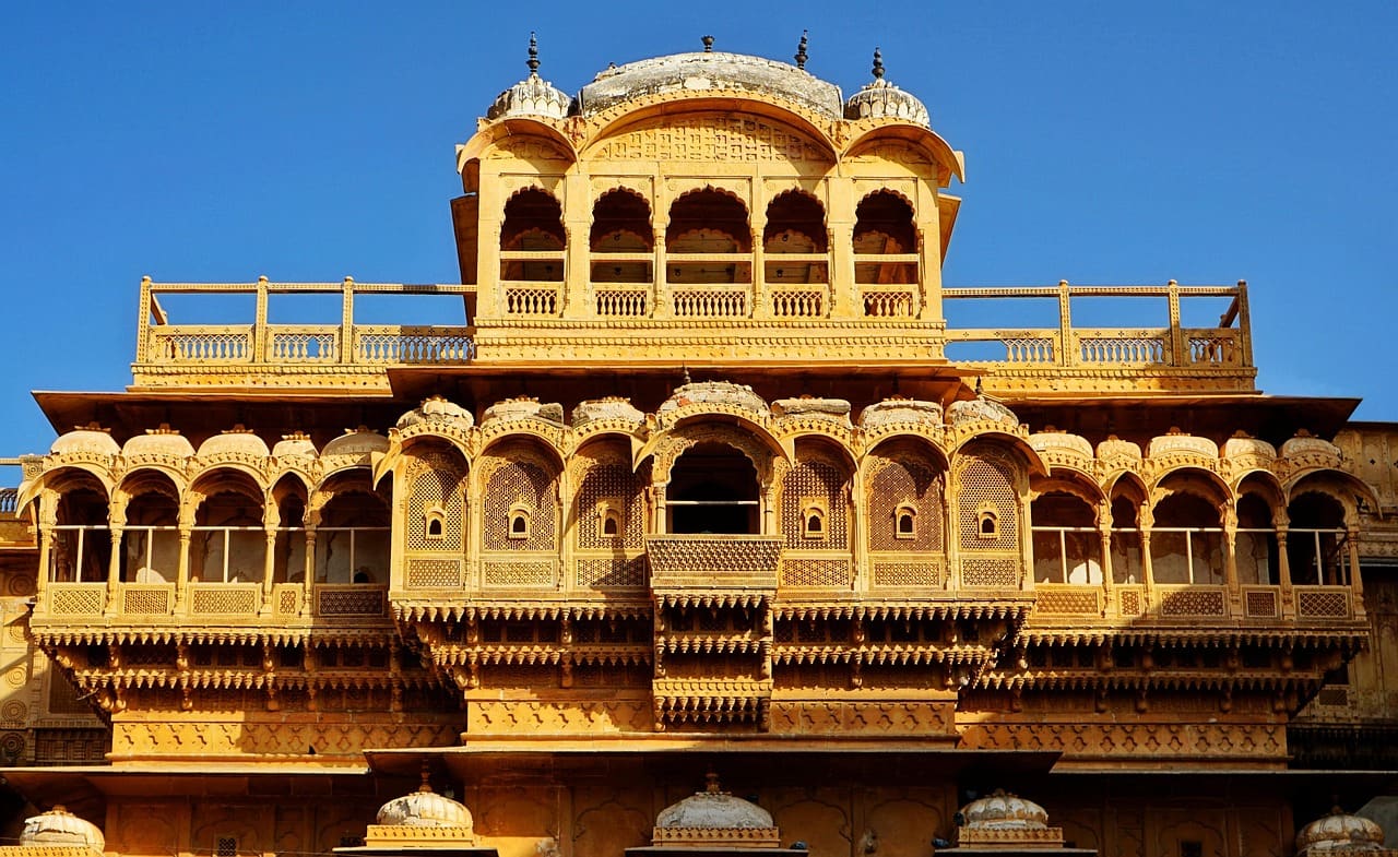 Nathmal ki Haveli in Jaisalmer Featuring intricate sandstone carvings and Rajput Victorian architectural style