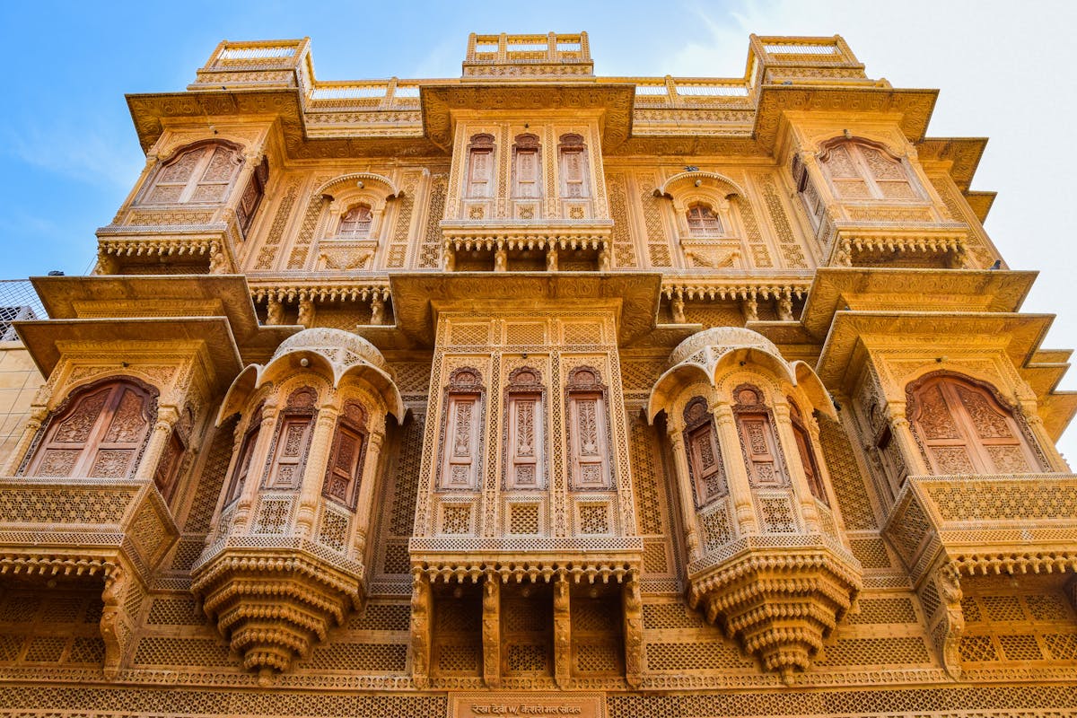 Patwon ki Haweli in Jaisalmer, Rajasthan - a cluster of ornate havelis with intricate carvings and Golden sandstone architecture