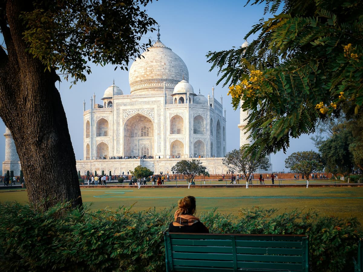 Portrait of Shah Jahan with a backdrop of the Taj Mahal representing the love story behind its creation